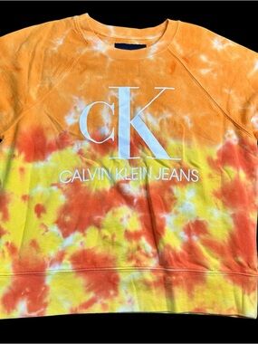 ✨ Calvin Klein Tie Dye Logo Short Sleeve Sweatshirt Top M 8887-3 ✨